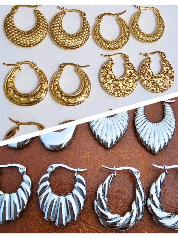 arete diseños básicos acero dorado y plateado