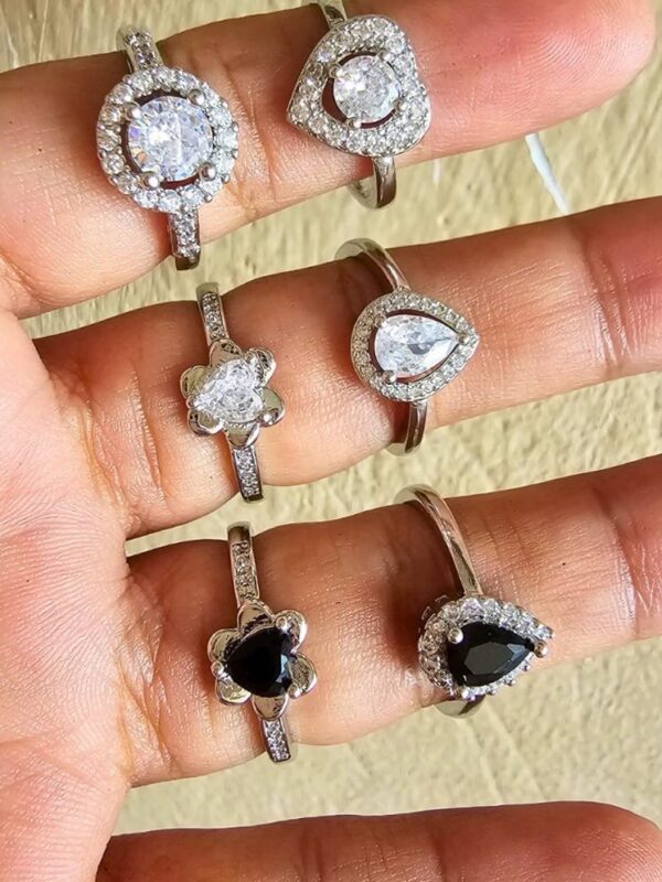 anillo puntos de luz, gota corazon regulable acero plateado