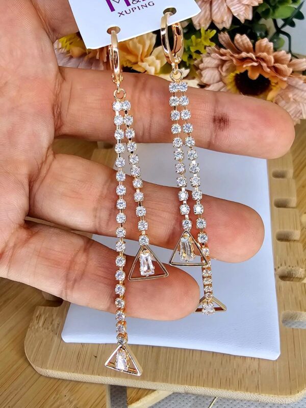 arete largos triangulo circon xuping jewerly rose