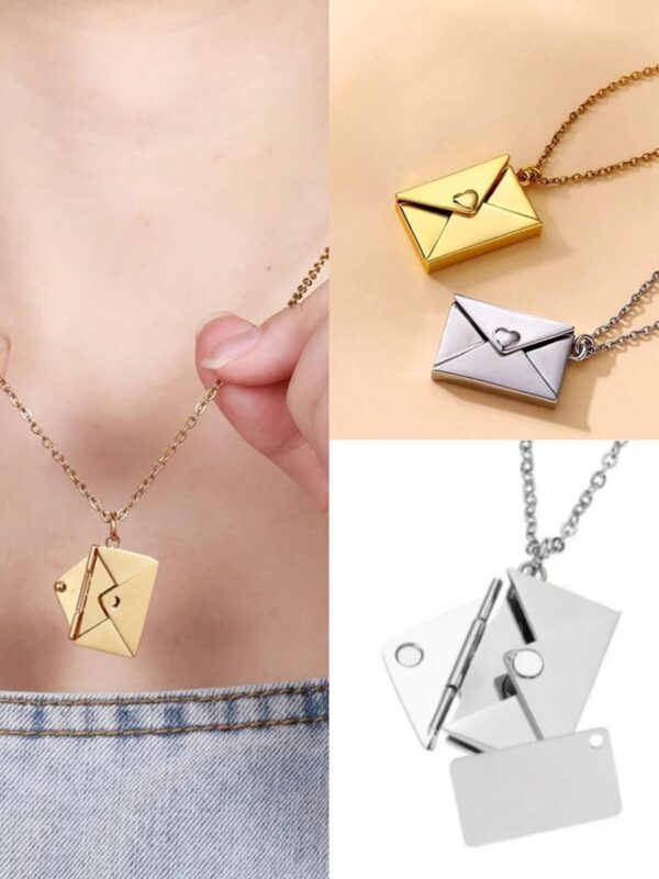 collar sobre de carta acero dorado plateado