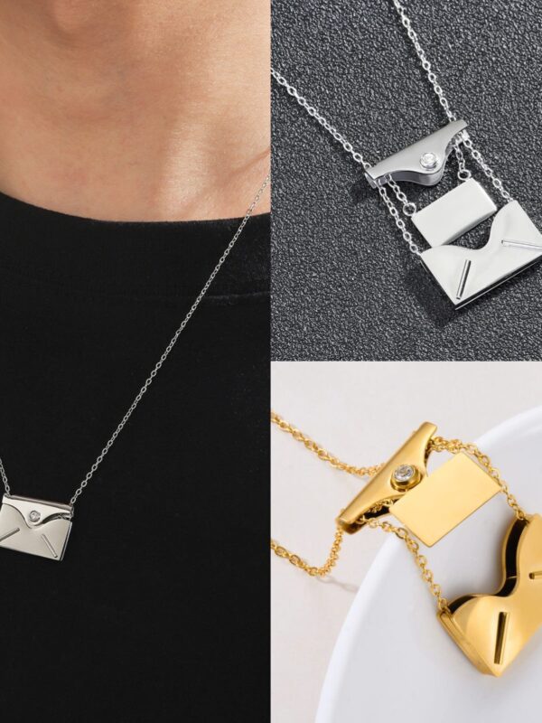 collar sobre de carta unisex carta acero dorado plateado