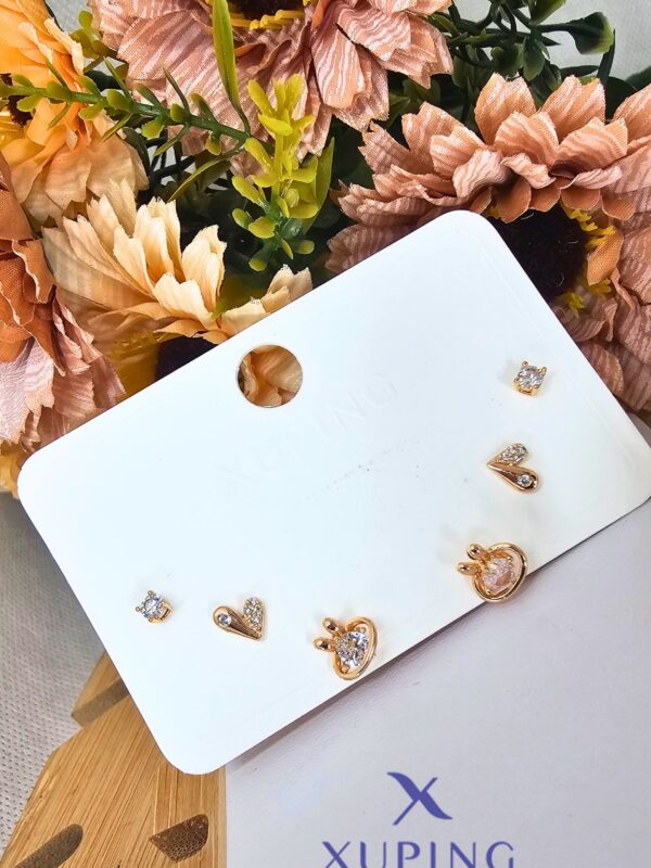 juego aretes corazon xuping jewerly rose