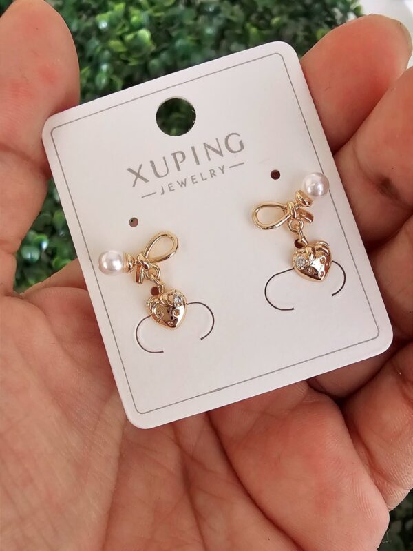 aretes perla corazon xuping jewerly rose