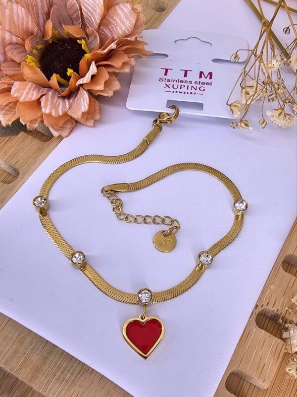 pulsera corazon rojo xuping TTM dorado