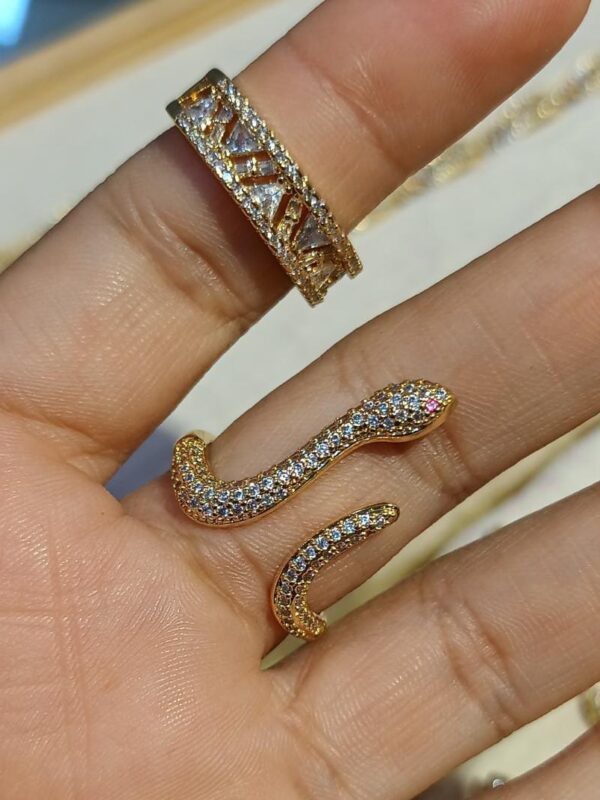 anillos serpiente acero dorado