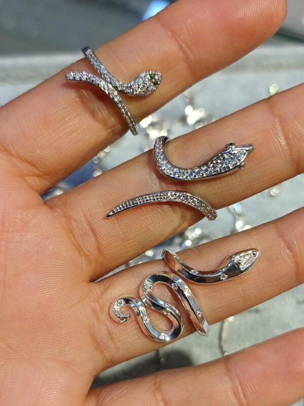 anillos serpiente acero plateado