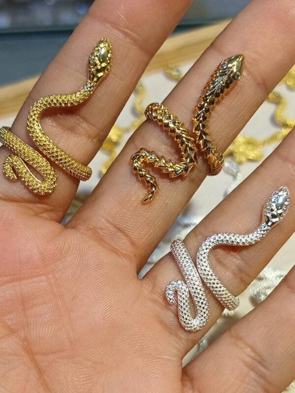 anillo serpiente 🐍 regulable acero dorado y plateado