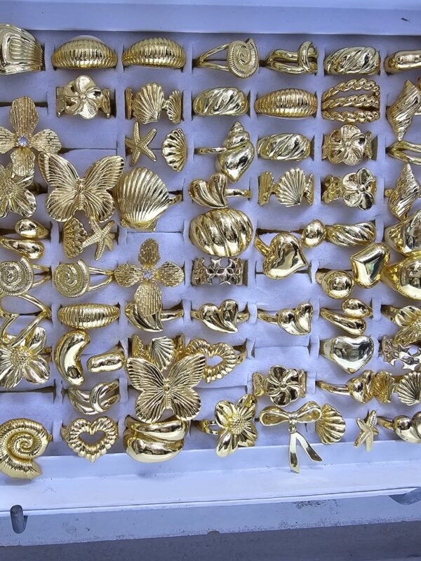 anillos chunky regulable acero dorado