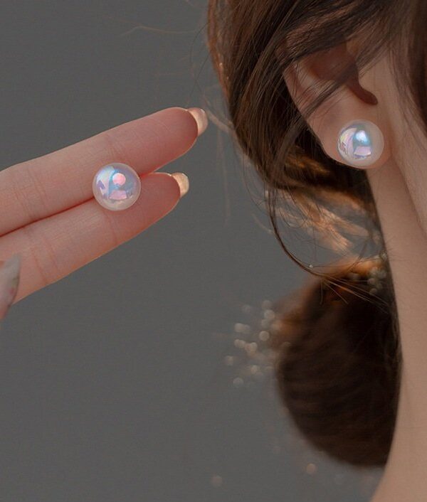 arete 6mm perla tornasol bombita billa xuping jewerly rose