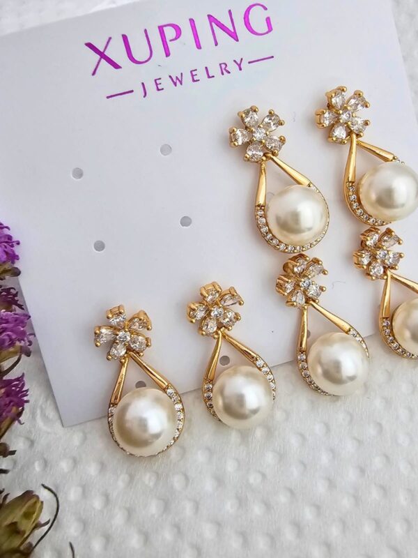 arete perla flores xuping jewerly rose