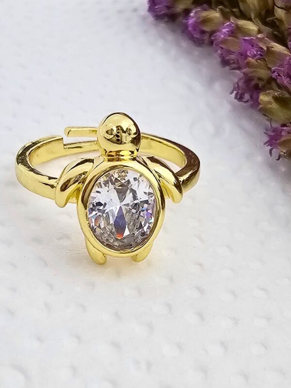 anillo tortuga acero dorado regulable