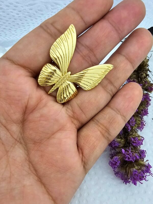 Anillo chunky mariposa acero dorado regulable