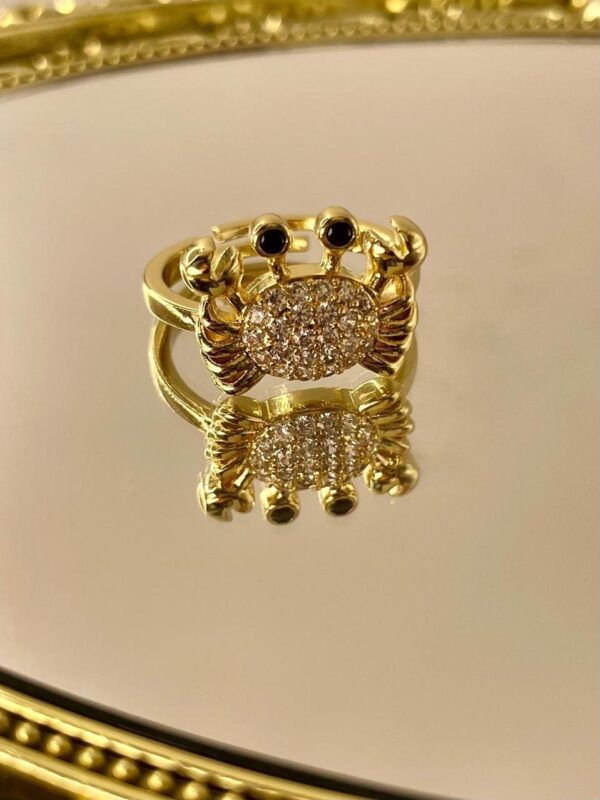 Anillo cangrejo 🦀 acero dorado regulable