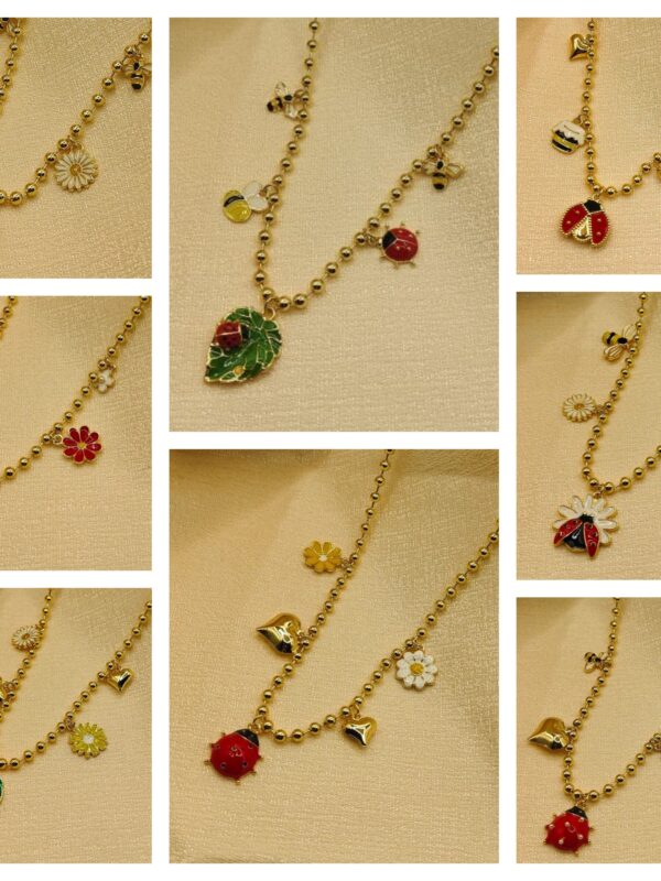 2025/09/1001586655-scaled.jpg collar billas mariquita 🐞 flores corazon hojas Abeja libelula dorado