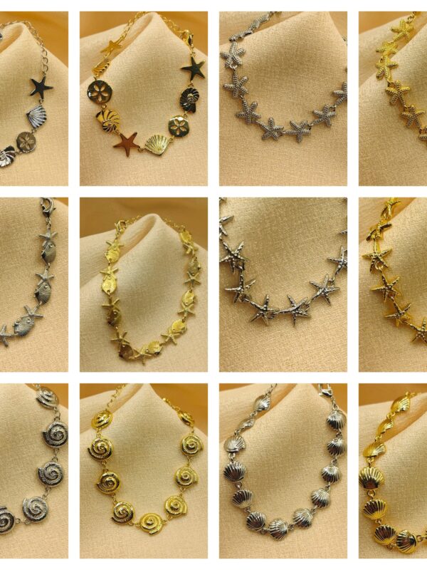 2025/09/1001586758-scaled.jpg pulseras marinas caracol estrella concha de mar dorado y plateado