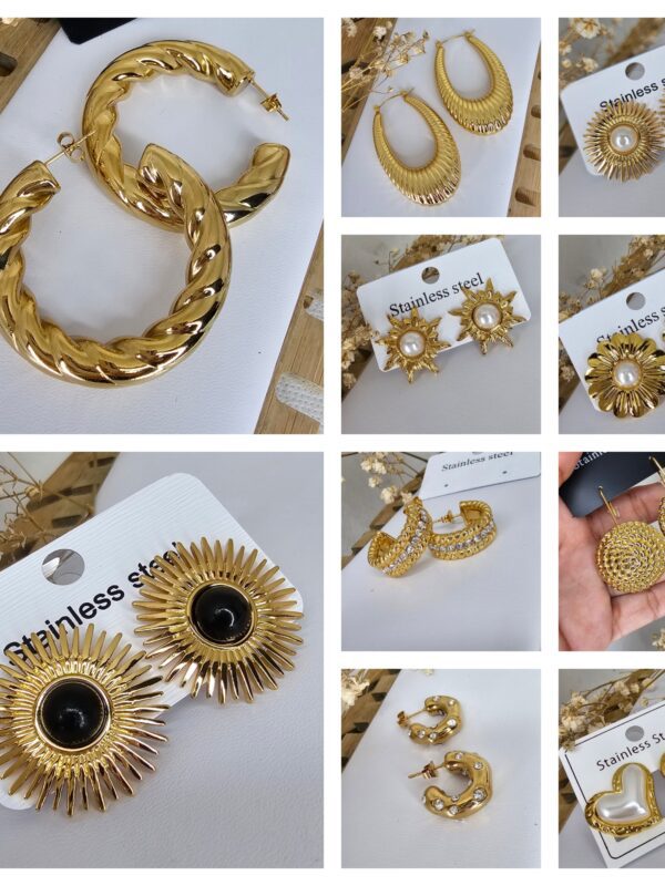 arete chunky acero dorado dolores corazon sol