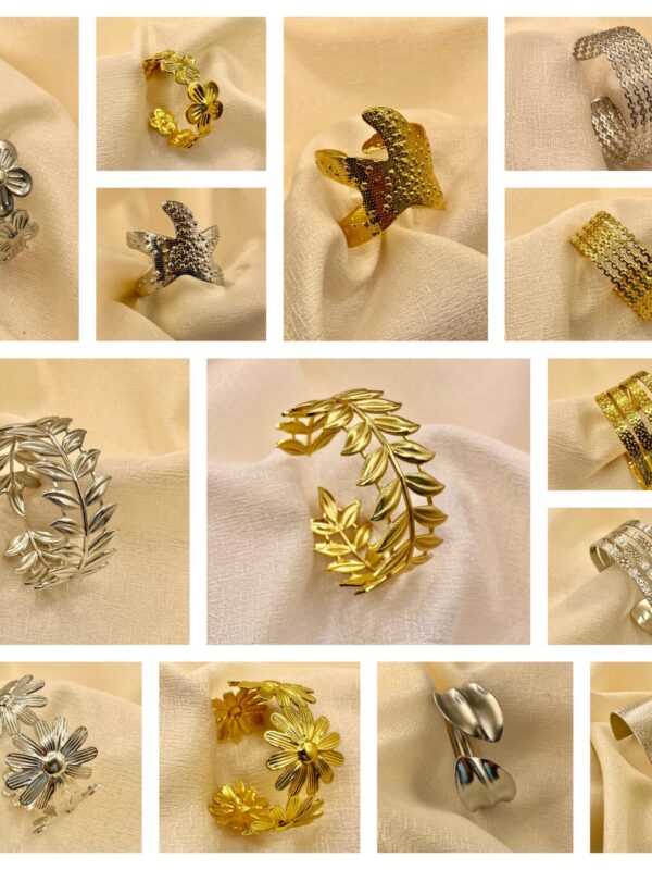 pulsera brazalete flores, espiga,estrella y más   dorado y plateado