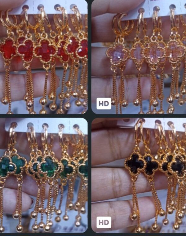 arete largos tipo van cleef acero rose