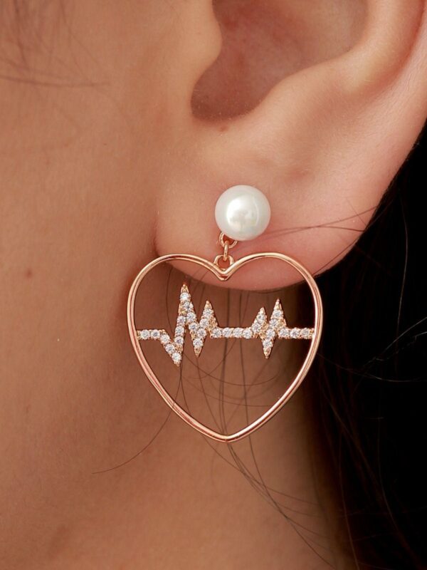 arete corazon latido chunky perla xuping m&L rose