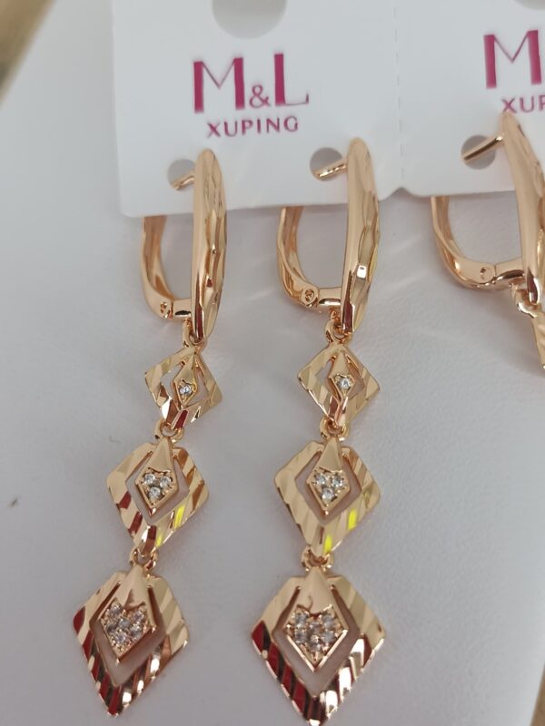 arete largo rombos xuping m&L rose