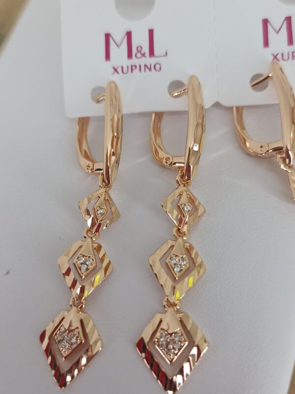 arete largo rombos xuping m&L rose