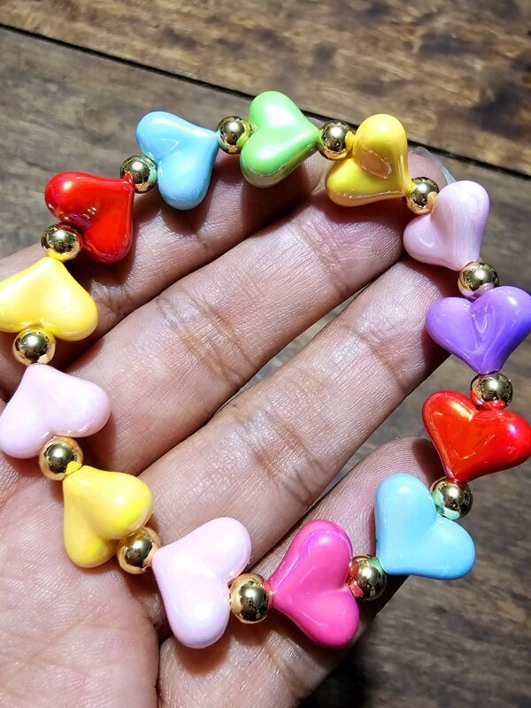 pulsera corazon multicolor acero dorado