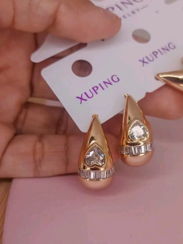 arete gota circon corazon xuping jewerly rose