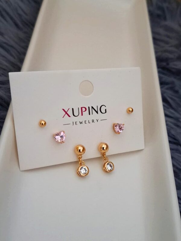 juego aretes corazon, bombita xuping jewerly rose