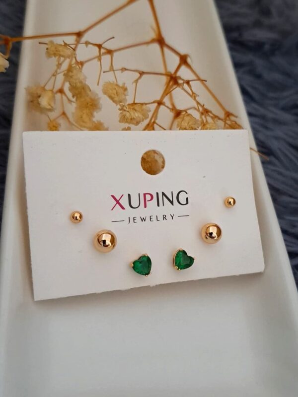 juego aretes corazon bombita xuping jewerly rose