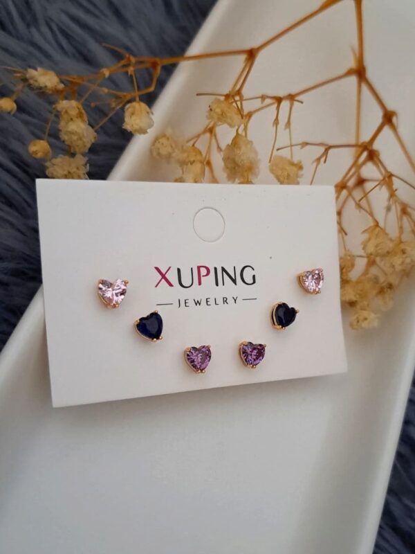 juego aretes corazones xuping jewerly rose