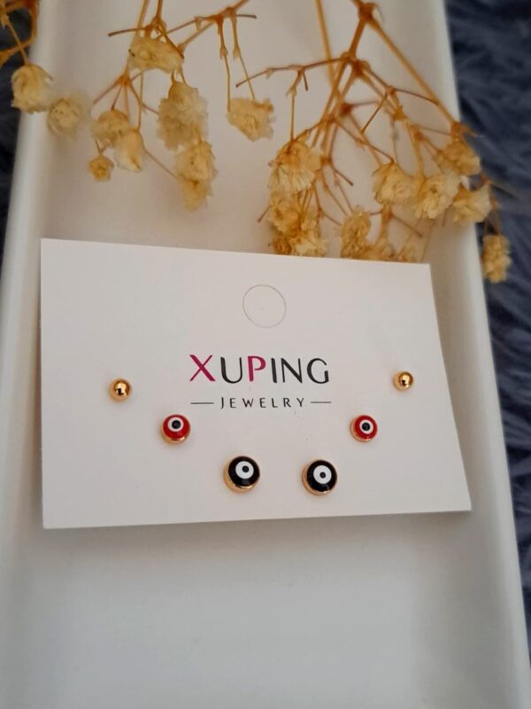 juego aretes ojo turco, bombita xuping jewerly rose