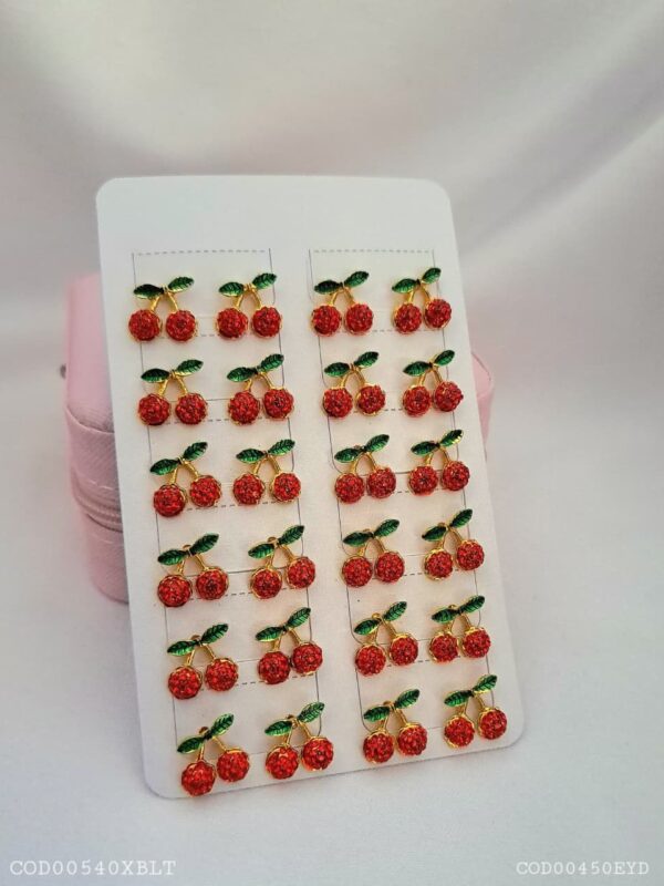 arete cereza vintage acero dorado