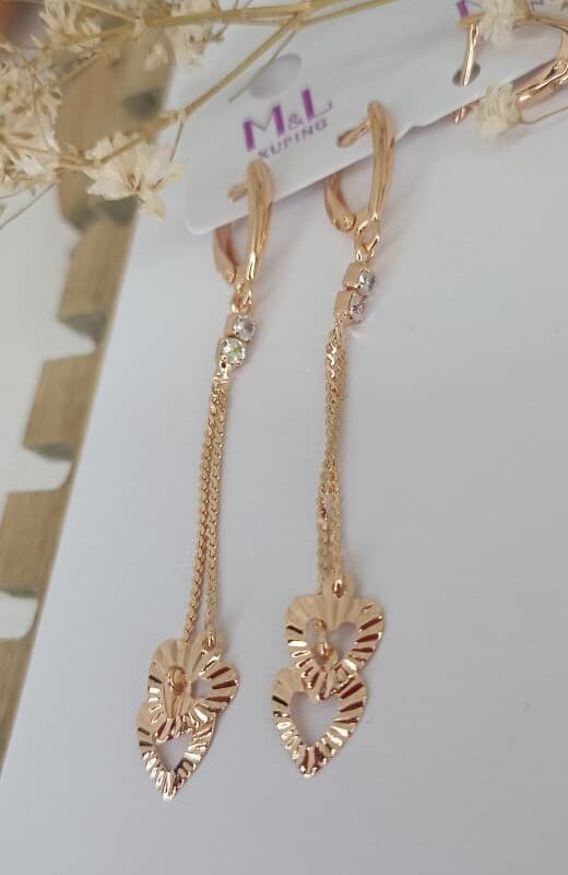 arete largo corazon xuping m&L rose