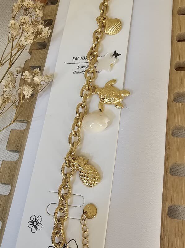 pulsera marinas tortuga acero 316 dorado