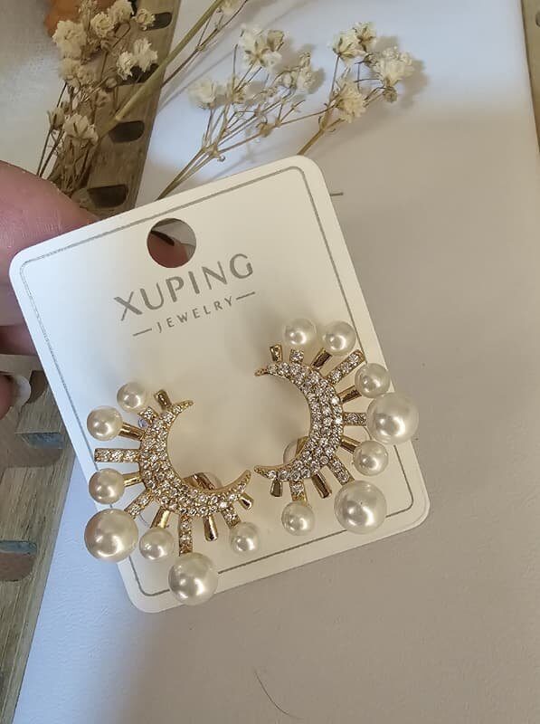 arete perlas chunky xuping jewerly rose