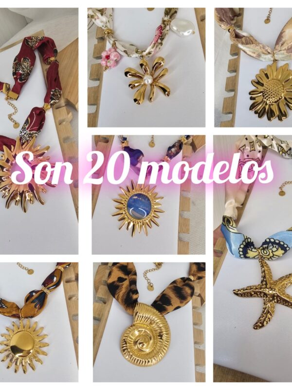 collar bandanas telas acero dorado tendencia pañuelo