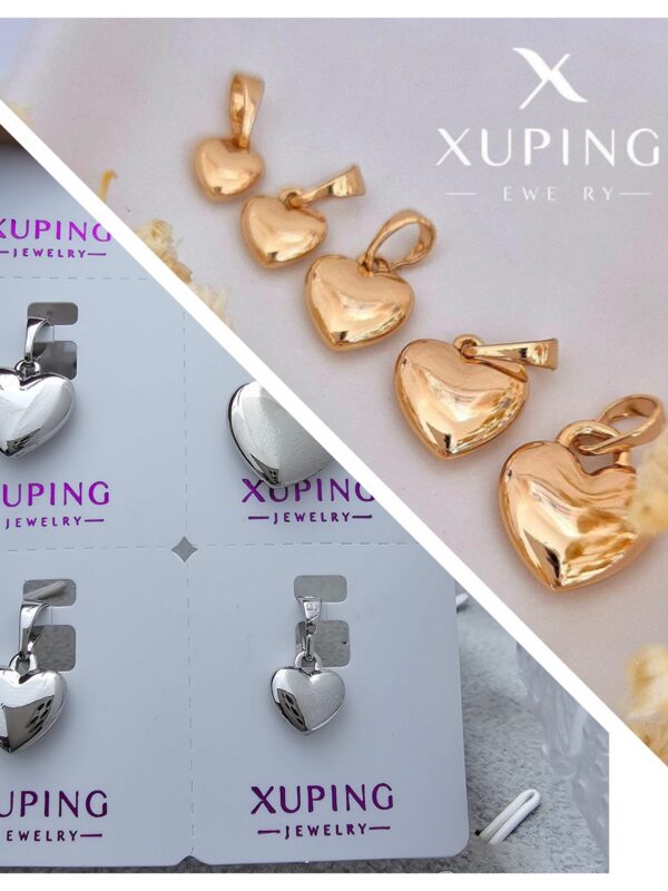 dijes corazon bombita basico liso rose y plateado xuping jewerly