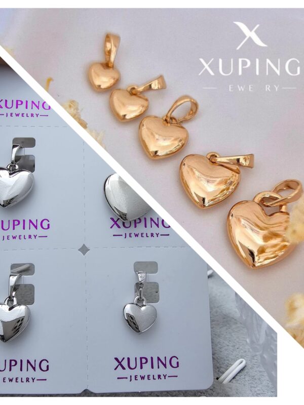dijes corazon bombita basico liso rose y plateado xuping jewerly