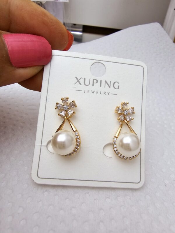 arete perla flores rose xuping jewerly