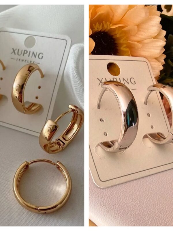 arete 2.5cm /2cm  argolla lisas rose y plateado xuping jewerly