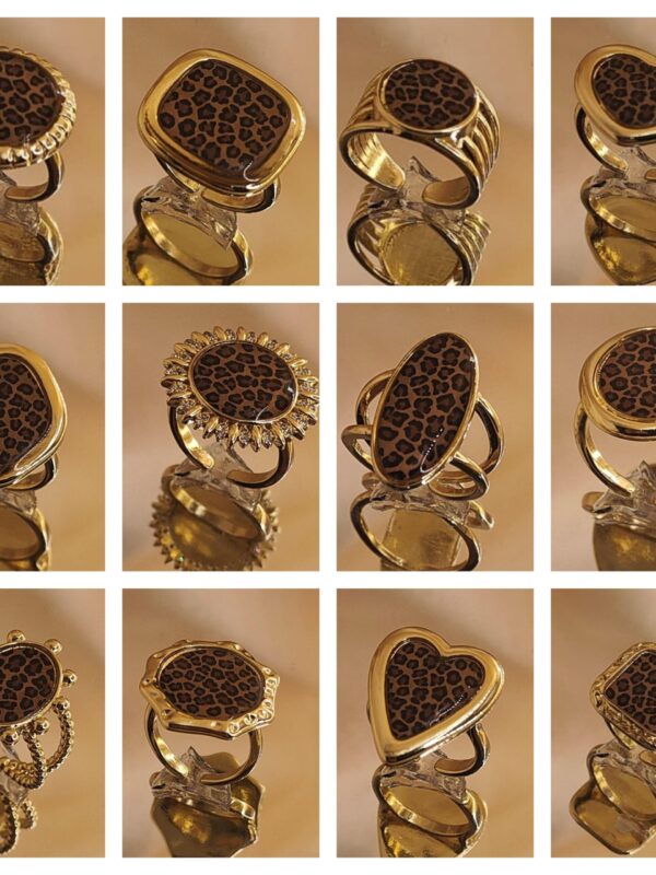 anillo animal print regulable acero dorado