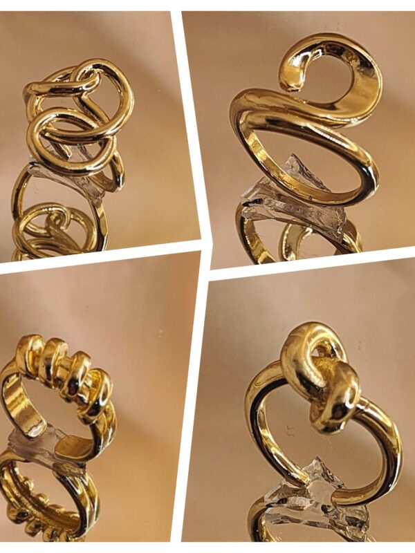 anillos chunky regulable acero dorado