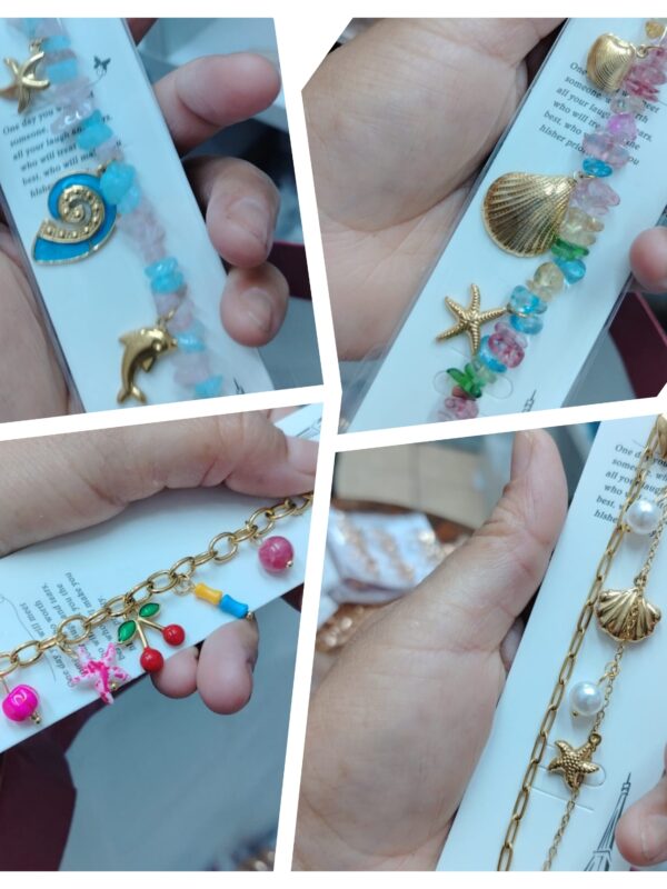 pulseras marinas acero dorado