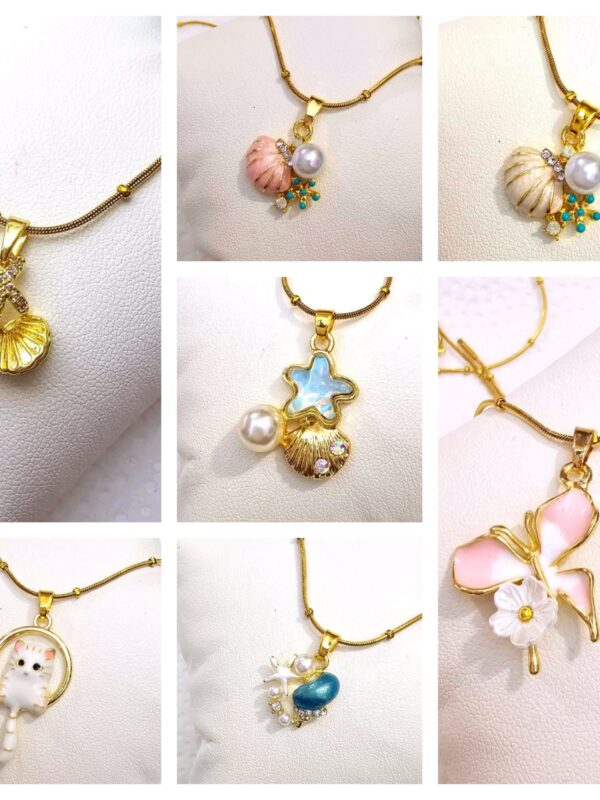 collar marinos, mariposa, gatos acero dorado