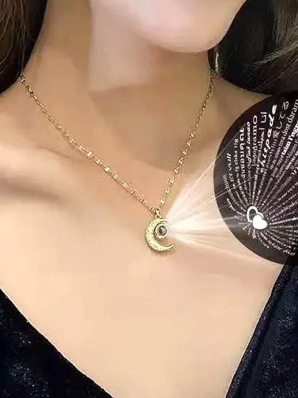 Collar te amo mil idiomas acero dorado