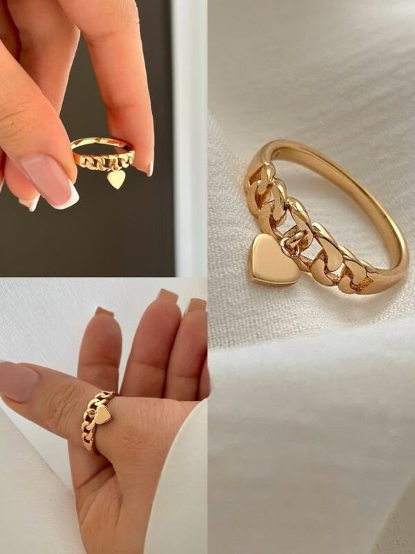 anillos tallas (7,8,10) eslabon corazon xuping jewerly rose
