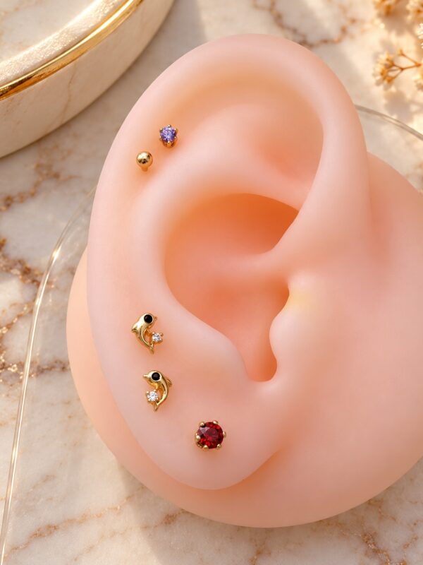 arete mini delfin circon xuping jewerly rose