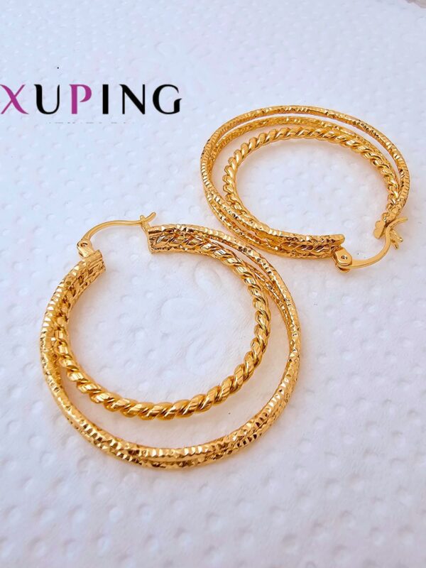 arete triple aro 3.5cm entorchado xuping m&L rose