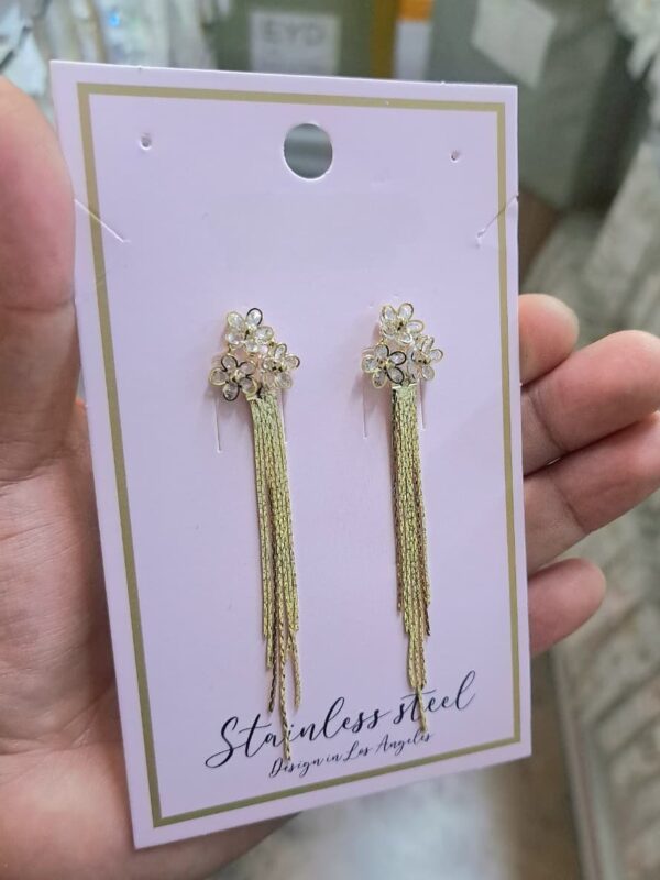 aretes largos coreanos largos s925  dorado