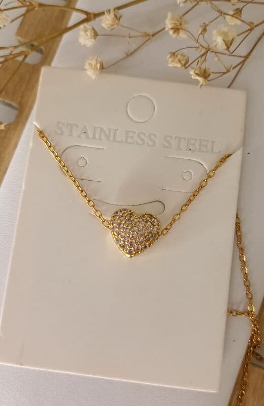 collar corazon micro circones acero dorado